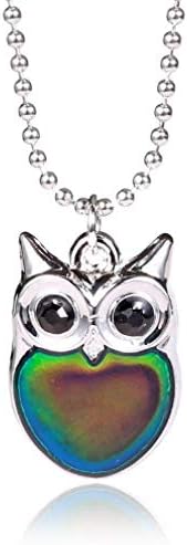 Nrxue Necklace Owl Necklace Mood Necklace for Women Gifts Crystal Pendant Necklaces Temperature Change Color Nekclace Female
