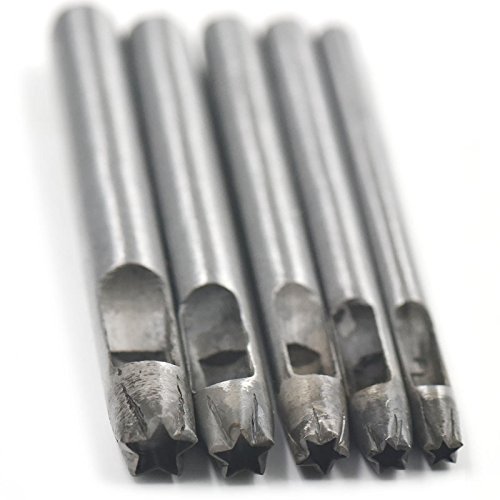 5 pcs - 4mm 5mm 6mm 7mm 8mm Hollow Hole Steel Round Punch Cutter Tool 4 Leather Belt Watch Band Gasket Five Star