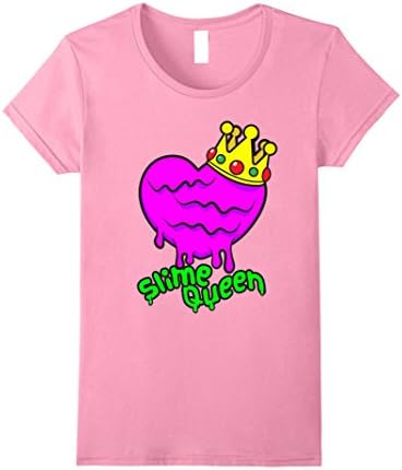 Womens Slime Shirt with Slime Queen Crown and Slime Heart Small Pink