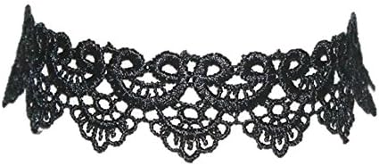CRELANE Lace Tattoo Choker Necklace, Black, Fashion Jewelry, Latest Design, Accessories, Silver Plated