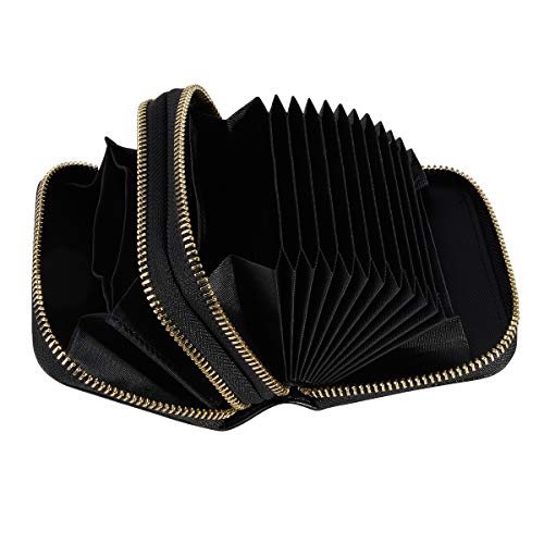 Takyu RFID Wallet for Women, Ladies Designer Wallets With Double Zipper (Black)