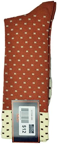 Steven Land Men's Square Dot Pattern Dress Socks SO735 (Brown)