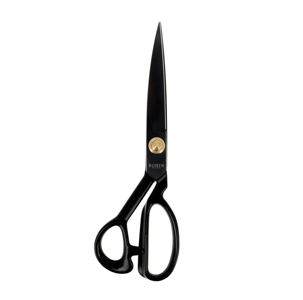 BOHIN France - BOHIN France High-Carbon Steel Black (25.5cm) Professional Tailoring Scissor with Rubber Coated Handle - 1 Piece