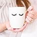 Eyelashes Coffee Mug With Real Gold Handle Fine Bone China Wink Mug Makeup Eyelash Gift For Her Cosmotologist Gift Makeup Brush Holder 16oz Hand Drawn Design