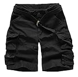 Mrignt Men's Cotton Beach Pockets Cargo Shorts(No Belt)