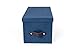 Bigso Box of Sweden Silvia Organizational Storage Box with Leather Handle for Shelves and Stacks Easily - Durable and Decorative Storage Boxes with Lids - 5.9 in x 6.5 in x 11.6 in - Blue