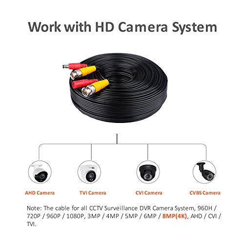 Anlink 4Pack 4K 8MP 5MP 4MP 1080P 100Ft 30 Meters Pre-Made All-in-One BNC Cables for Security Camera System and CCTV Bullet Cameras or Dome Cameras