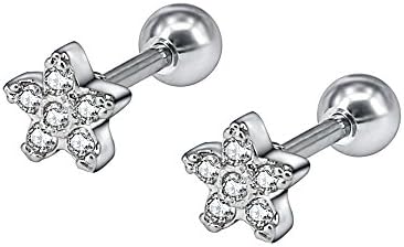 16g Sparkling Cubic Zirconia Stainless Steel Stud Earrings Tragus Helix Conch Cartilage Ear Piercing