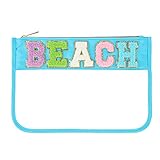 DYSHAYEN Glitter Letter Clear Zipper Pouch for