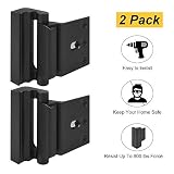 Home Security Door Lock, Childproof Door Reinforcement Lock with 3" Stop Withstand 800 lbs for Inward Swinging Door, Upgrade Night Lock to Defend Your Home (Black-2 Pack)