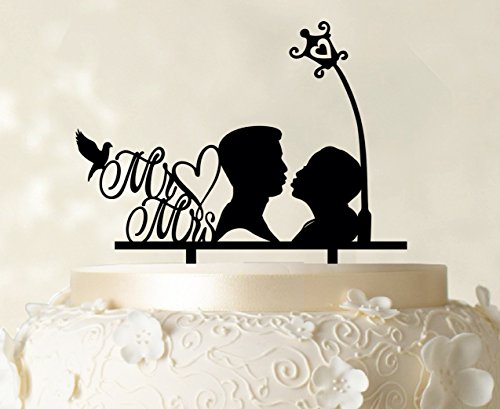 Mr And Mrs Couple Cake Topper With Bird And Heart Cake Toppers