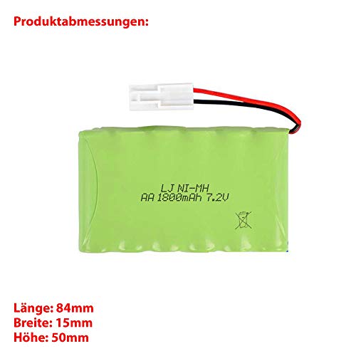 1800mAh 7.2V NIMH Akku kompatibel mit RC Boote, Panzer, Schiffe, Bagger, Fahrzeuge, LKW, Buggy, Monster-Trucks, Off-Road… – Bild 4