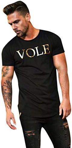 KINGOL Mens Summer Fashion Round Collar Elastic Elliptical Hem Casual Fitness T-Shirt Short Sleeve Shirt