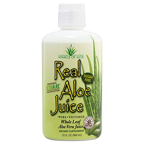 Real Aloe Whole-Leaf Pure Aloe Vera Juice - Made from Organically Grown Aloe Vera Leaves Purified & Filtered (1 Quart)