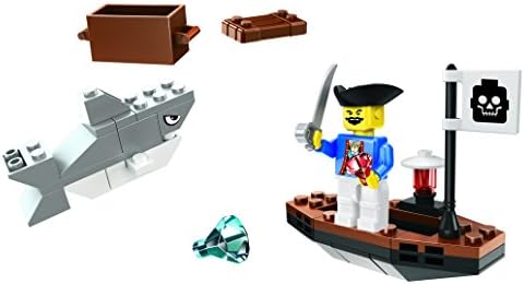 Little Builder Pirate Shark Attack Building Bricks Toy Set, 51 Pieces Playset