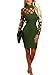 Wuxh Women's Sexy Long Sleeve Hollow Out Cocktail Clubwear Party Mini Bandage Bodycon Dress (Medium, Army Green)