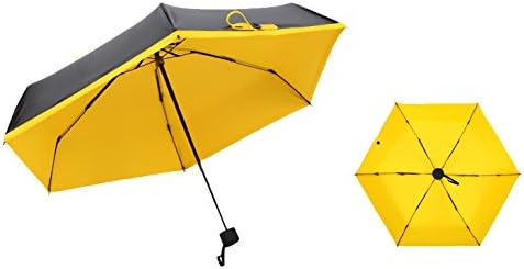 Small Mini Windproof &amp; Waterproof Umbrella Compact Lightweight Folding Travel UV Pretection for Women or Men Rain Yellow