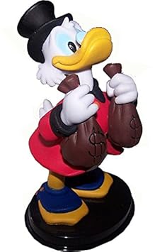 Dagobert Duck Disney Sammlerfigur aus Kunststoff (mit Sockel), Motiv Onkel DAGOBERT mit Geldsäcken