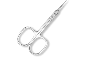 ROCKVILLE UNLIMITED Cuticle Scissors Extra Fine Curved Blade Manicure Scissors for Professional Cuticle Small Scissors for Stainless Steel Sharp Pointed tip Trimming for Eyebrow Eyelash and Dry Skin Grooming scissors.