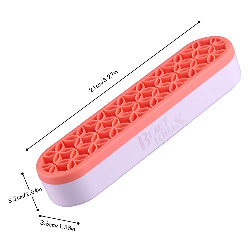 BEAUTLOHAS. Silicone Makeup Brush Holder, Multifunctional Portable Cosmetic Display Organizer, Silicone Brushes Tools Storage for Different Size Brush, Sew Organizer for Women (Coral Orange)