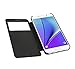 PASONOMI Galaxy Note 5 Case, [Smart Window View] Samsung Galaxy Note 5 Folio Wallet Case - Slim Flip Leather Case for Samsung Galaxy Note 5 (View Series Black)