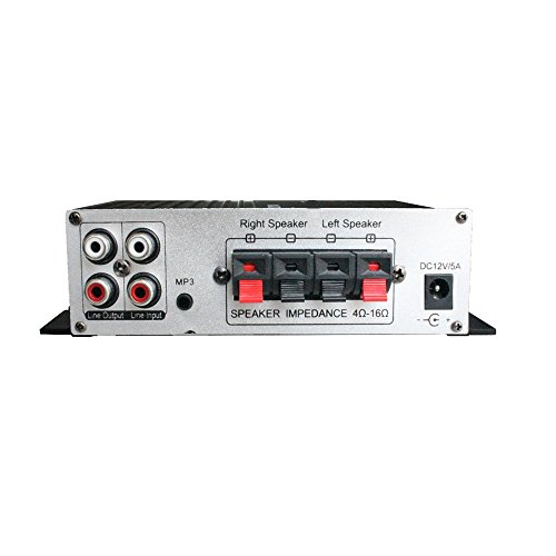 Technical Pro MA2020 Class-T Stereo Mini Amplifier with Power Supply, Headphone Output & Microphone, Silver