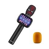 2019 Upgraded Bluetooth Karaoke Microphone, Wireless Pop Speaker ECHO MIC with Dynamic LED Light for Home/Stage/Party