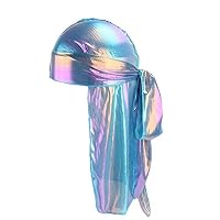 HADM Unisex Silky Durag Extra Long-Tail Headwraps Pirate Cap Turban Hat for 360 Waves