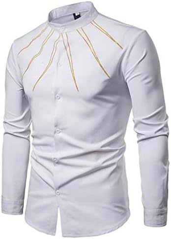 ZJEXJJ Men's Shirts Casual Undershirts Comfortable Long Sleeve T-Shirts Personality Large Size Polo Shirts Embroidered Cardigans Workwear Men's Business Jackets (color : White, Size : L)