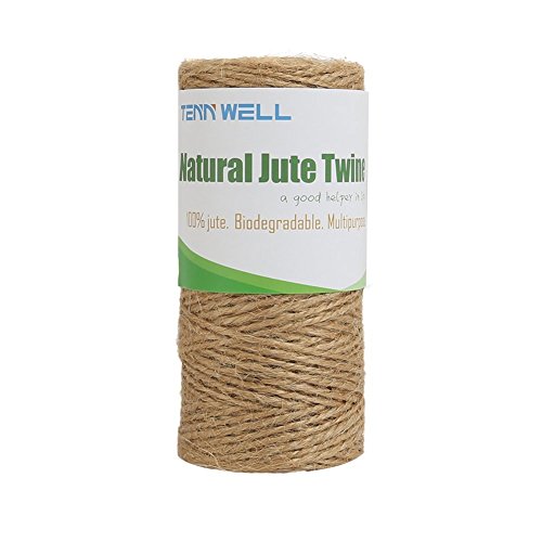Tenn Well Natural Jute Twine 2Ply 328 Feet Arts and Crafts Jute Rope Industrial Packing Materials Packing String For DIY Crafts, Christmas Decoration and Gardening Applications