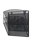 Klickpick Office Hanging Files Wall Mounted Metal Mesh Document File Organizer Magazine Holder Rack Organizer 3 Tier Section Racks Multipurpose Use to Display Files, Magazine, Newspapers (3t Black)