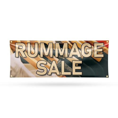 Rummage Sale Banner Sign 18 Inch x 48 Inch | 13 oz Vinyl with Metal Grommets |…