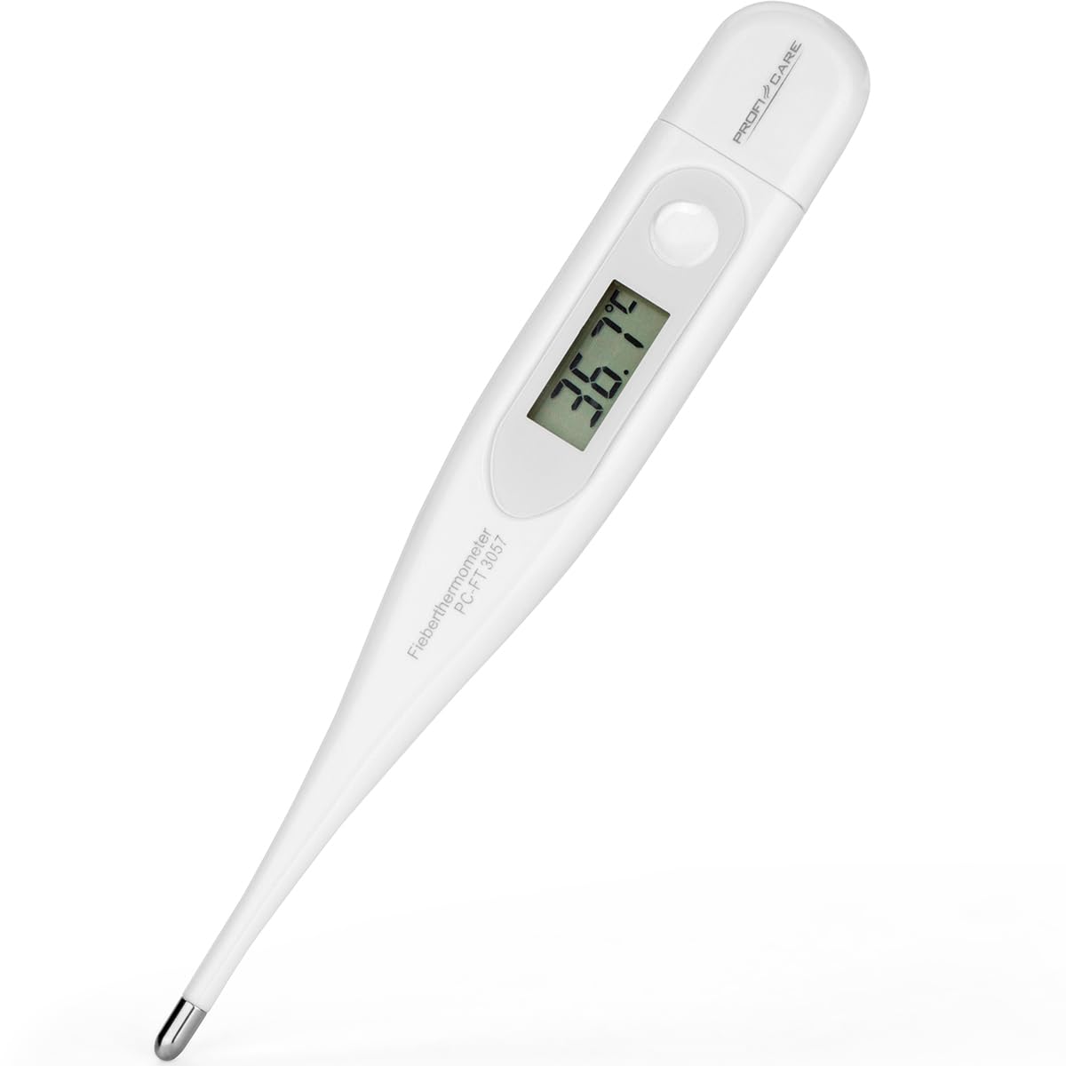 ProfiCare Thermometer | Fieberthermometer | antibakterielles Fieberthermometer | oral, Achselhöhle, rektal | LCD-Display | Spritzwassergeschützt | klein | ideal für unterwegs | PC-FT 3057 weiß
