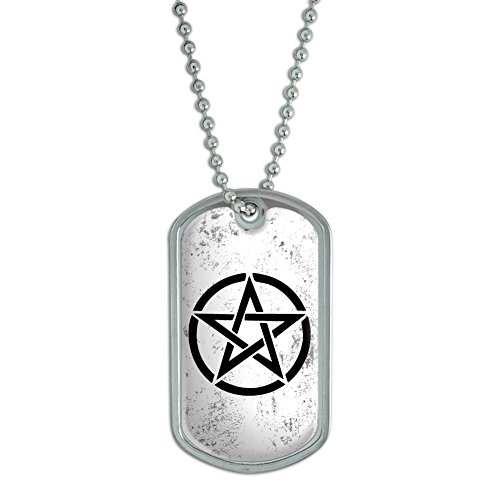 Pentagram - Wicca Witch - Military Dog Tag Luggage Keychain