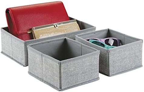 Interdesign Fabric Closet/Dresser Drawer Storage Organizer, Set Of 3 Soft Storage Bins For Underwear, Socks, Kids Clothes Or Accessories, Gray