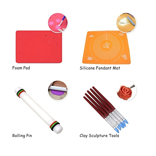 AK ART KITCHENWARE Gumpaste Flower Tools 1 Foam Pad 8 Modelling Tools 12 Pastry Brushes 1 Rolling Pin 1 Carving Knife 1 Measure Dough mat 1 Cake Smoother 4 Ball Tools 5 Sculpture Tools 1 Floral Tape