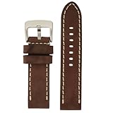 Tech Swiss LEA1555-22 22 mm leather calfskin brown watch band.