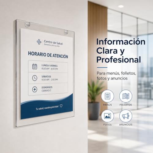 Protectores de Hojas Tamaño Carta 4Pcs, Porta Hojas de Acrílico A4 para Pared
