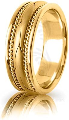 Handmade 18k Yellow Gold Satin Puzzle Braided Wedding Band 8 Mm