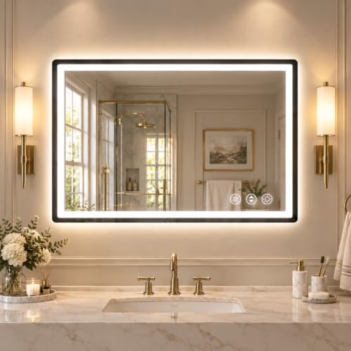 miskerm LED Bathroom Mirror 48x30 Anti-Fog Dimmable