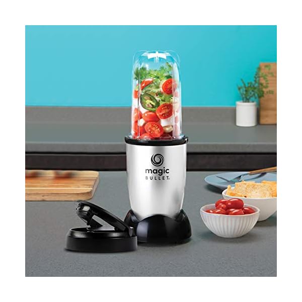 Magic Bullet 4pc Starter Kit - Includes 1 High Torque Power Base, 1 Tall Cup with Flip Top Lid & 1 Cross Blade - Food…