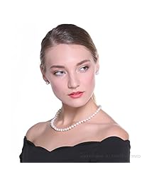 VIKI LYNN - Collar de perlas cultivadas en agua dulce de 6 a 0.276 in, plata de ley 925, 18.0 in