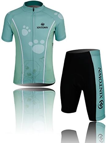 Spos Child's Cartoon Puppy Sport Suit Cycling Gel Padded Jersey Set