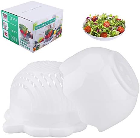 AIBSI Cutter Bowl， 3 in 1 Fast Fresh Salad Maker Multifunction FDA Approved Vegetable Lettuce Chopper,Easy Fruits Slicer, Best Kitchen Gift Set for Women Men, White