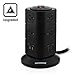 AWG14 Extension Cord More Safer Double Pole Switch Surge Protector Power Strip Smart Plug 10 Outlet with 4 USB Outlet Trave Charger for Home & Office (Black)