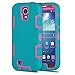 ULAK Galaxy S4 Case, S4 Case - Shock Absorption Hybrid Rubber Combo Case Cover 3in1 Rigid Plastic+Soft Silicone for Samsung Galaxy S4 IV i9500 (Hot Pink+Blue)
