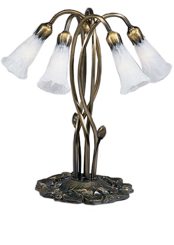 Meyda Tiffany 16545 Pond Lily 5 Light Accent Lamp, 16.5" Height, White