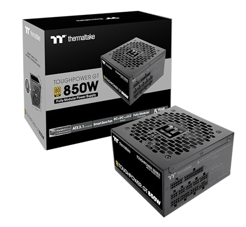 Toughpower GT 850W Netzteil | ATX 3.1 | 80 Plus Gold | vollmodular | PCIe 5.1 12V-2x6 (12+4) | Smart Zero Fan sehr leise | 5 Jahre Garantie | Schwarz
