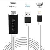 Lightning to HDMI Adapter Cable, Baymic 6.6ft iPhone to HDMI Cable Lightning Digital AV HDMI Connector 1080P HDTV Cord for iPhone X 8 7 6Plus/iPad/iPod to TV Projector Monitor, Plug and Play