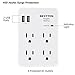 BESTTEN Wall Outlet Surge Protector with 2 USB Charging Ports (5V/2.4A) and 4 AC Outlets, 15A/125V/1875W, ETL Certified, White